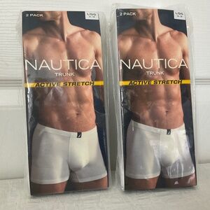 Nautica Men’s Active Stretch Cotton Trunk 2 x 2-Pk White Size Large